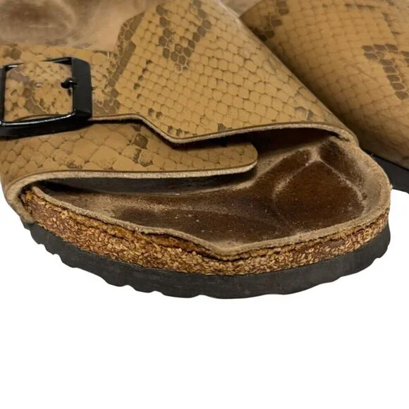 Birkenstock Birki's Catalina Snakeskin Gold Slide Sandals Women’s Size 8 *FLAWS* - Picture 13 of 16